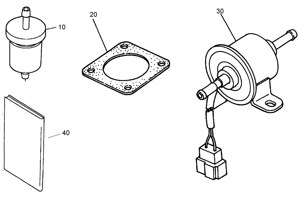 Fuel Filter and Pump, Muffler Gasket and Operator Manual