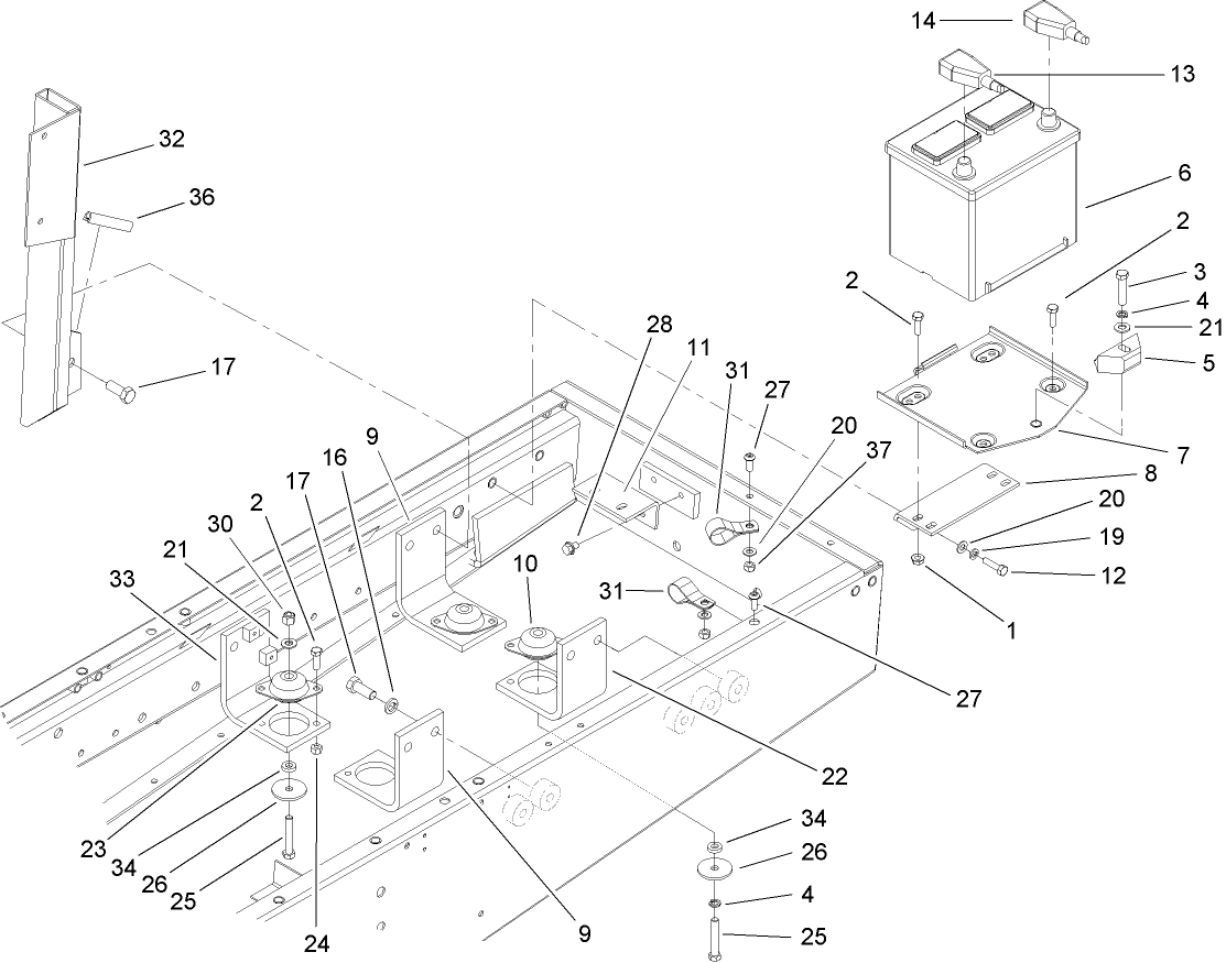 Battery and Engine Mount Assembly