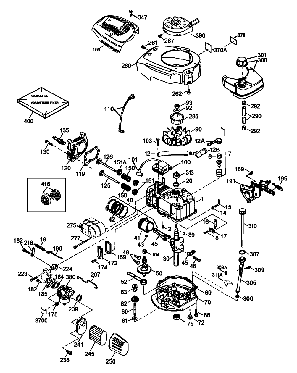 Engine Assembly  Tecumseh Model No. Lv195ea-362003b (continued)