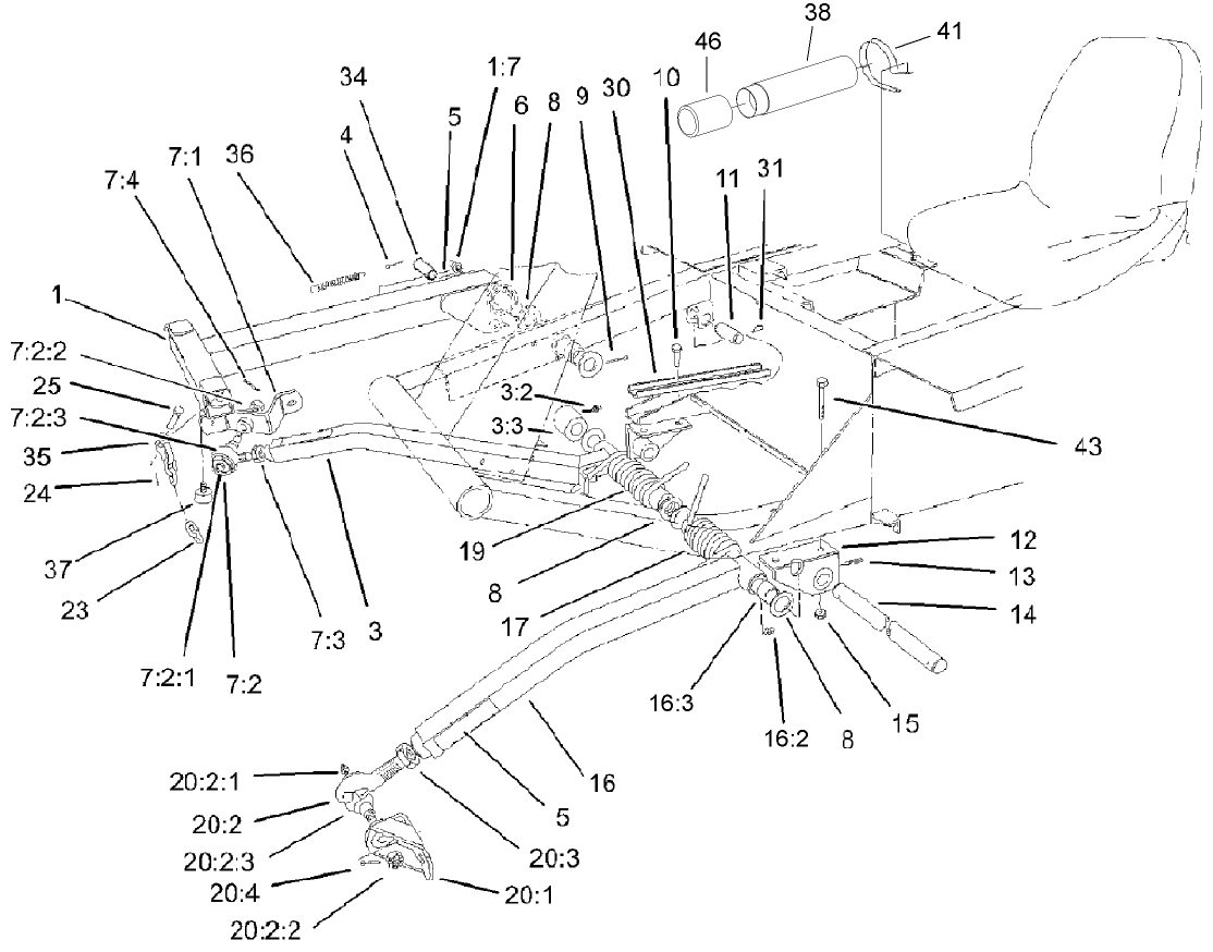Push Arm and ROPS Assembly