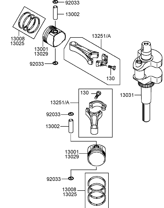 Piston and Crankshaft Assembly  Kawasaki FH430V-AS25