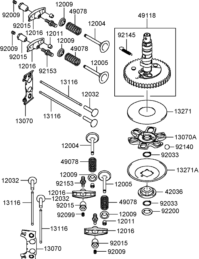 Valve and Camshaft Assembly   Kawasaki FH430V-AS25