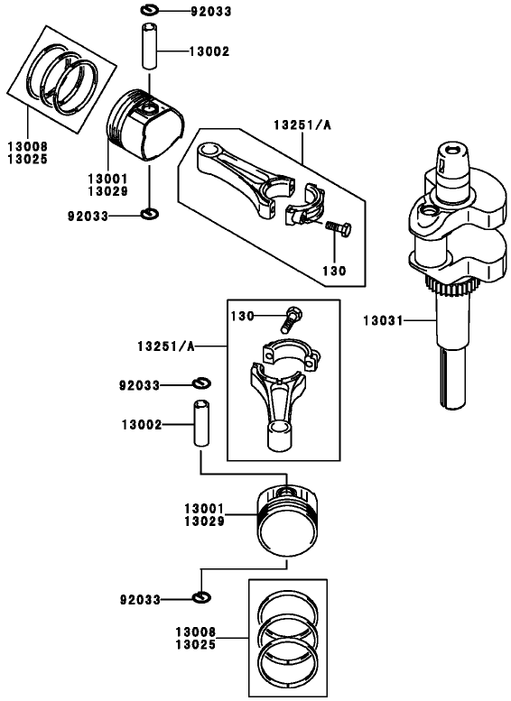 Piston and Crankshaft Assembly Kawasaki FH381V-AS25