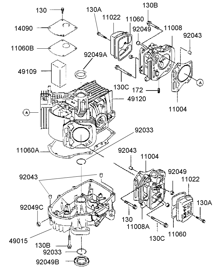 Cylinder/Crankcase Assembly Kawasaki FH500V-AS25