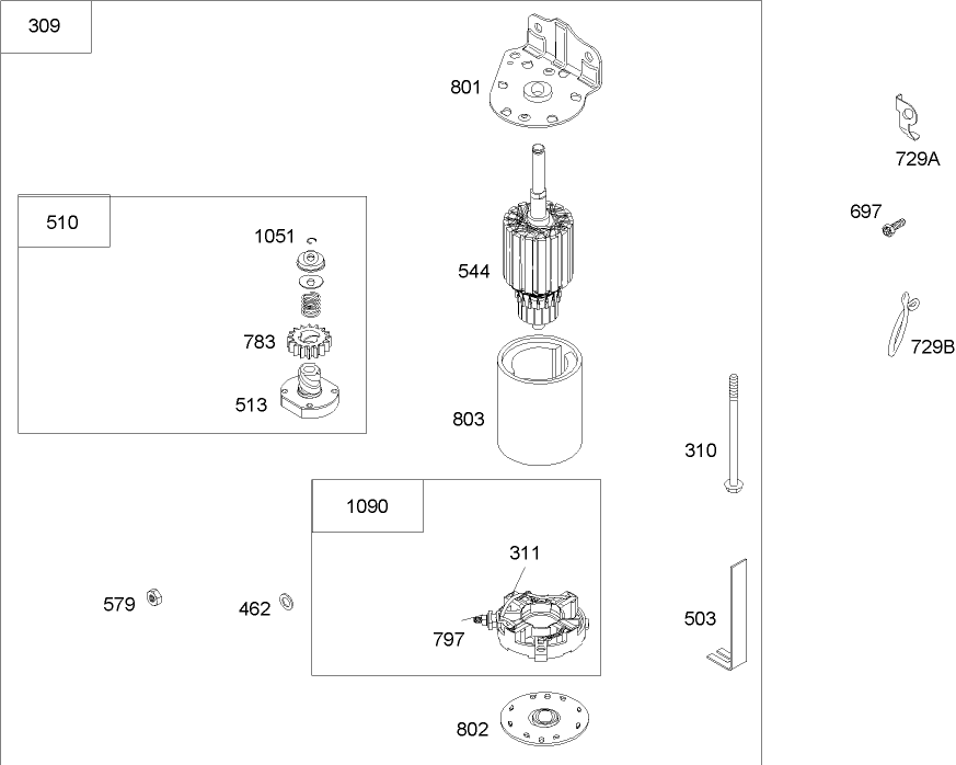Starter Assembly Briggs and Stratton 280H07-0166-E1