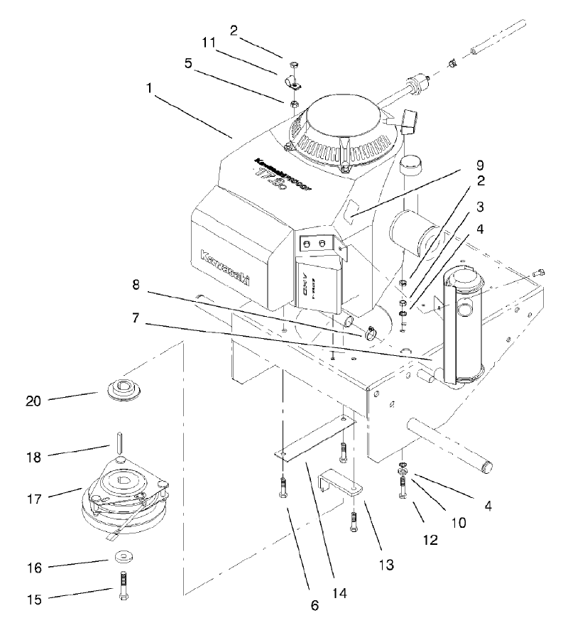 Engine and Muffler Assembly