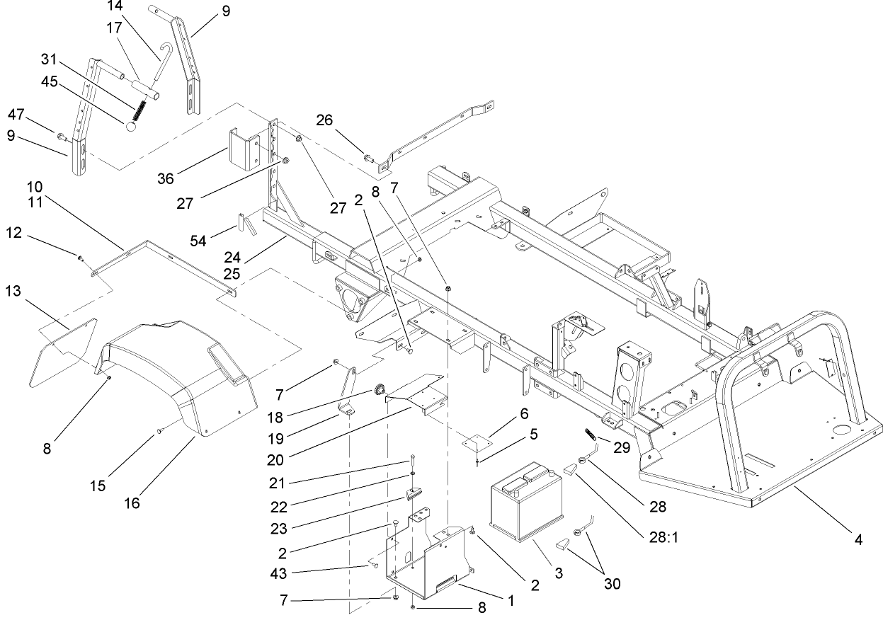 Rear Fender and Battery Mount Assembly