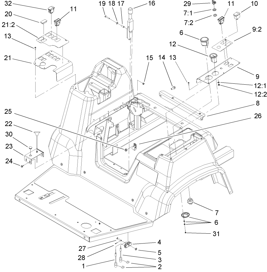 Parking Brake and Console Assembly