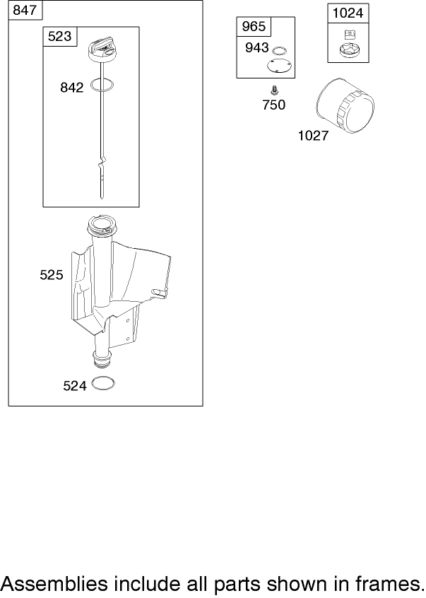 Oil Filter, Tube and Pump Assembly  Briggs and Stratton 286H77-0165-E1