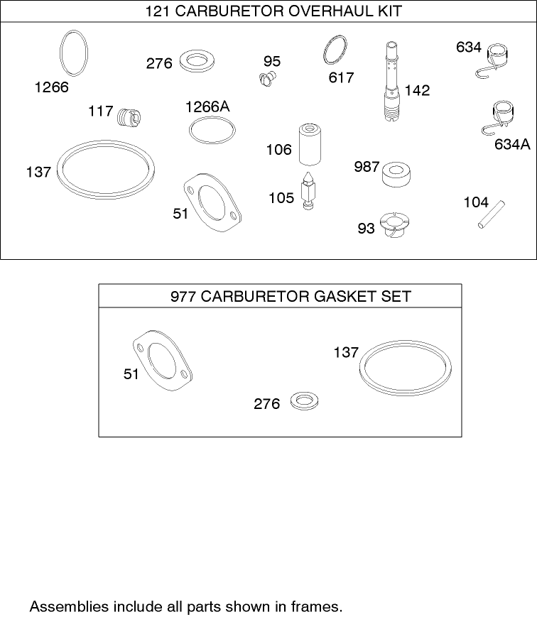 Carburetor Overhaul Kit Assembly Briggs and Stratton 31H777-0168-E1