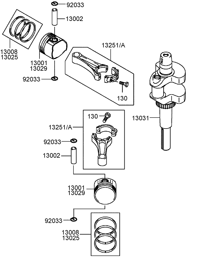 Piston and Crankshaft Assembly Kawasaki FH430V-AS28