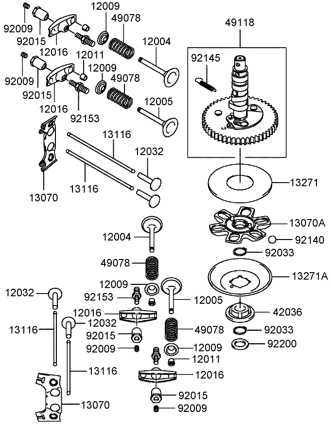 Valve and Camshaft Assembly Kawasaki FH430V-AS28