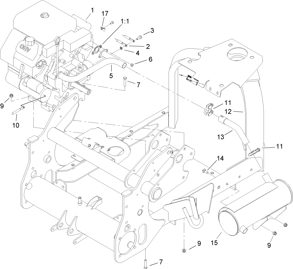 Engine and Muffler Assembly