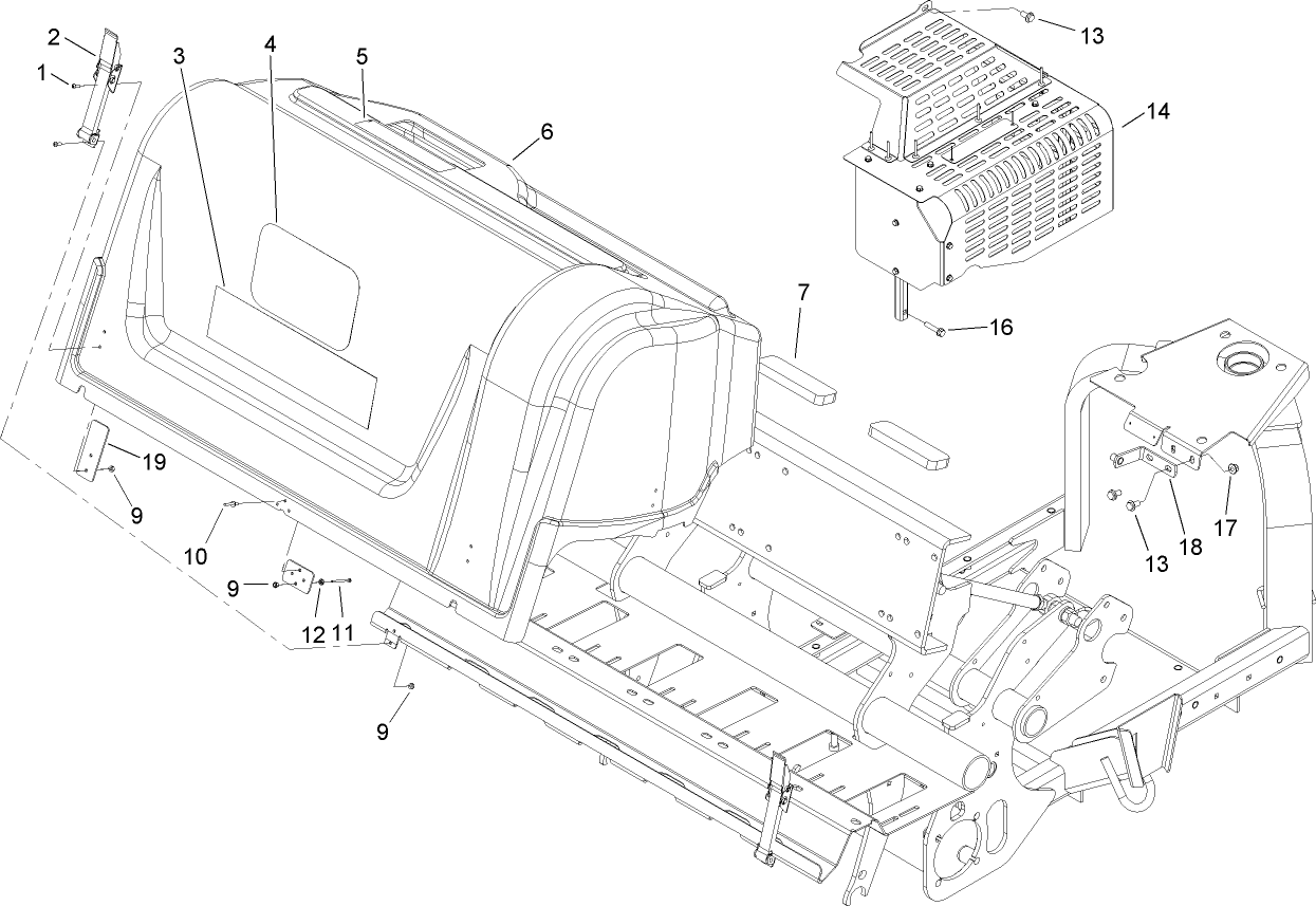 Rear Hood and Muffler Shield Assembly