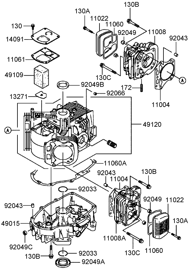 Cylinder/Crankcase Assembly  Kawasaki FH541V-AS30