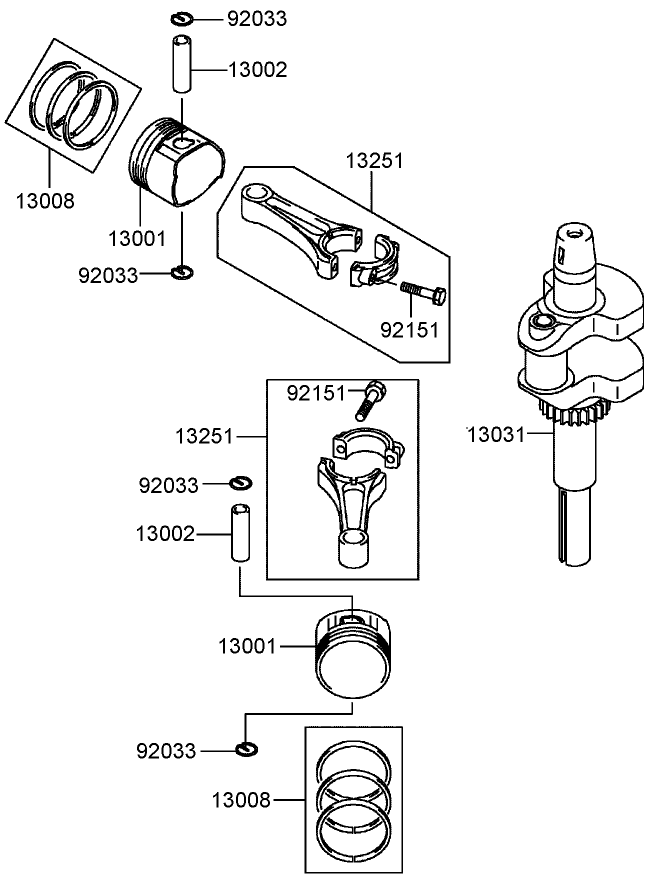 Piston/Crankshaft Assembly  Kawasaki FH580V-AS14