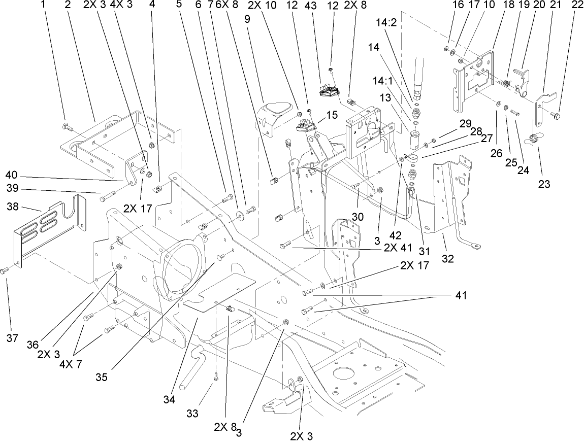 Steering Tower and Fuel Tank Support Assembly
