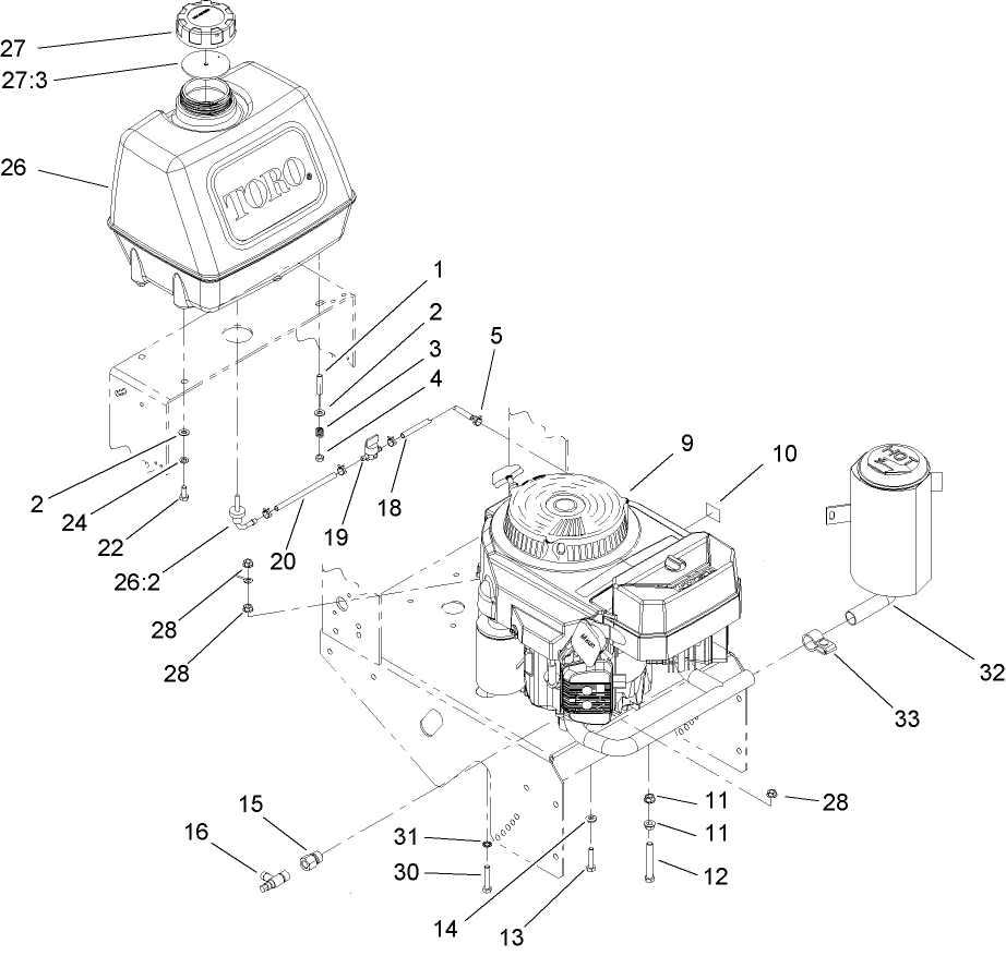 Engine and Fuel System Assembly