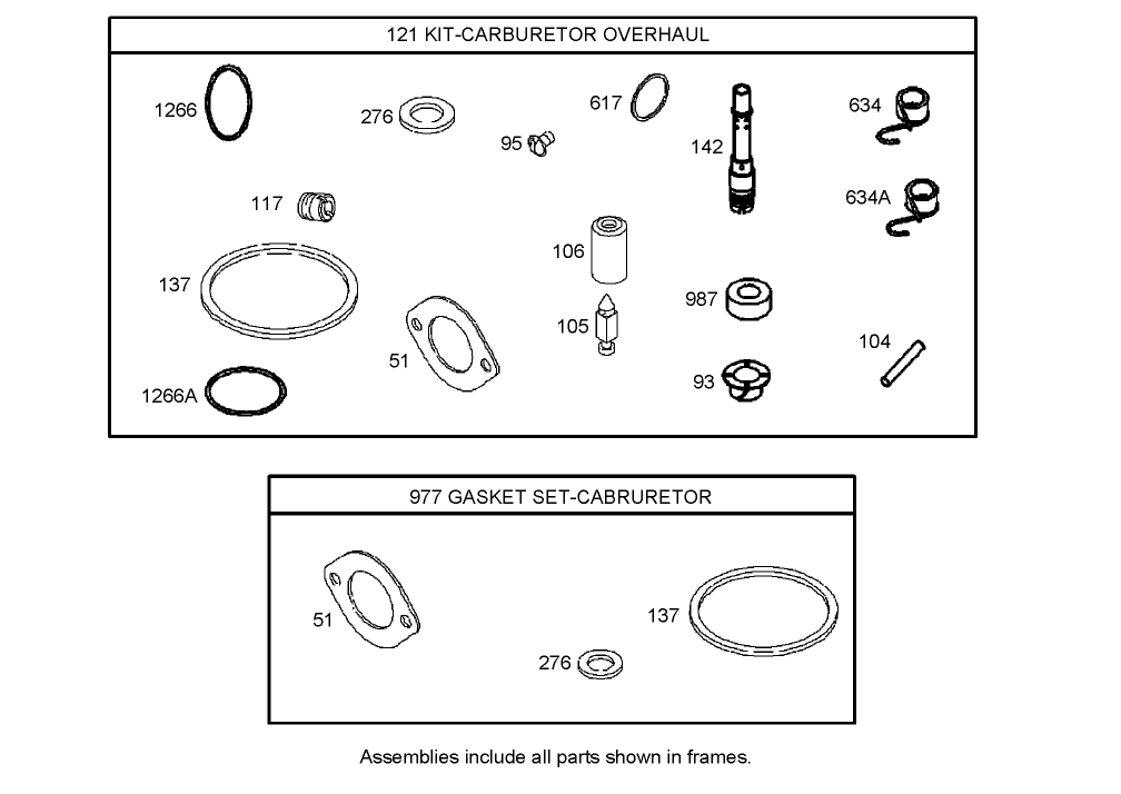 Carburetor Overhaul Kit Assembly  Briggs and Stratton Model 31H777-0168-E1