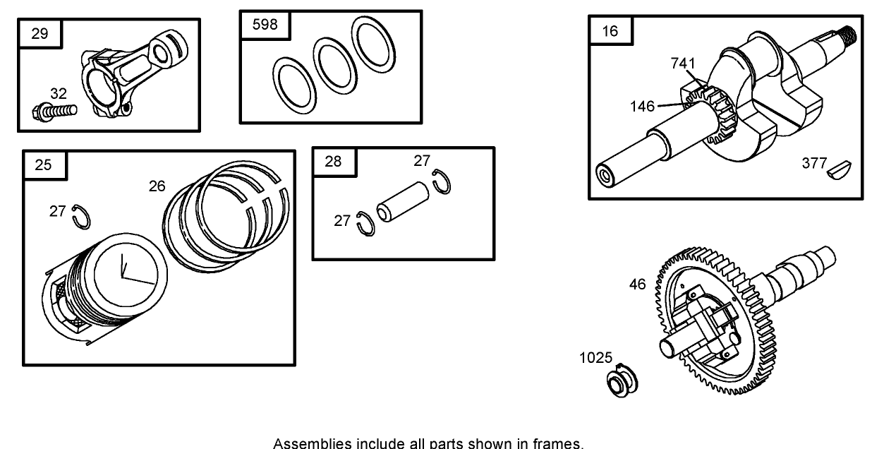 Crankshaft Assembly  Briggs and Stratton 303440-1326-E1