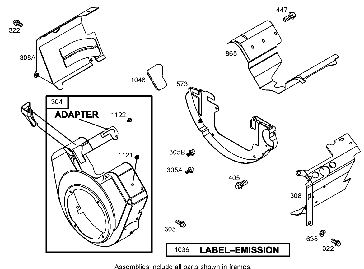 Blower Housing Assembly  Briggs and Stratton 303440-1326-E1