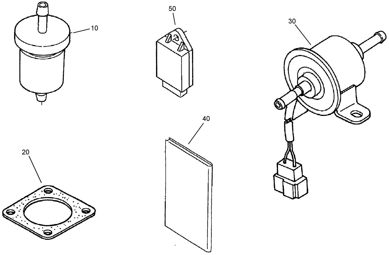 Fuel Filter, Fuel Pump, Muffler Gasket  and Glow Controller Assembly