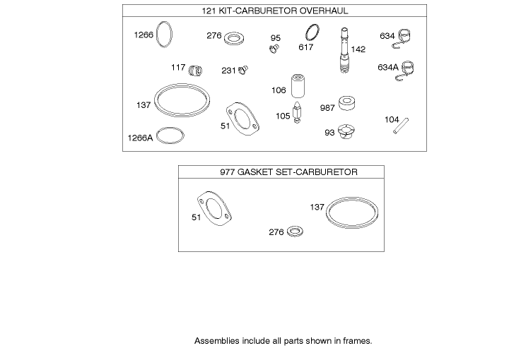 Carburetor Overhaul Kit Assembly  Briggs and Stratton 286H77-0165-E1