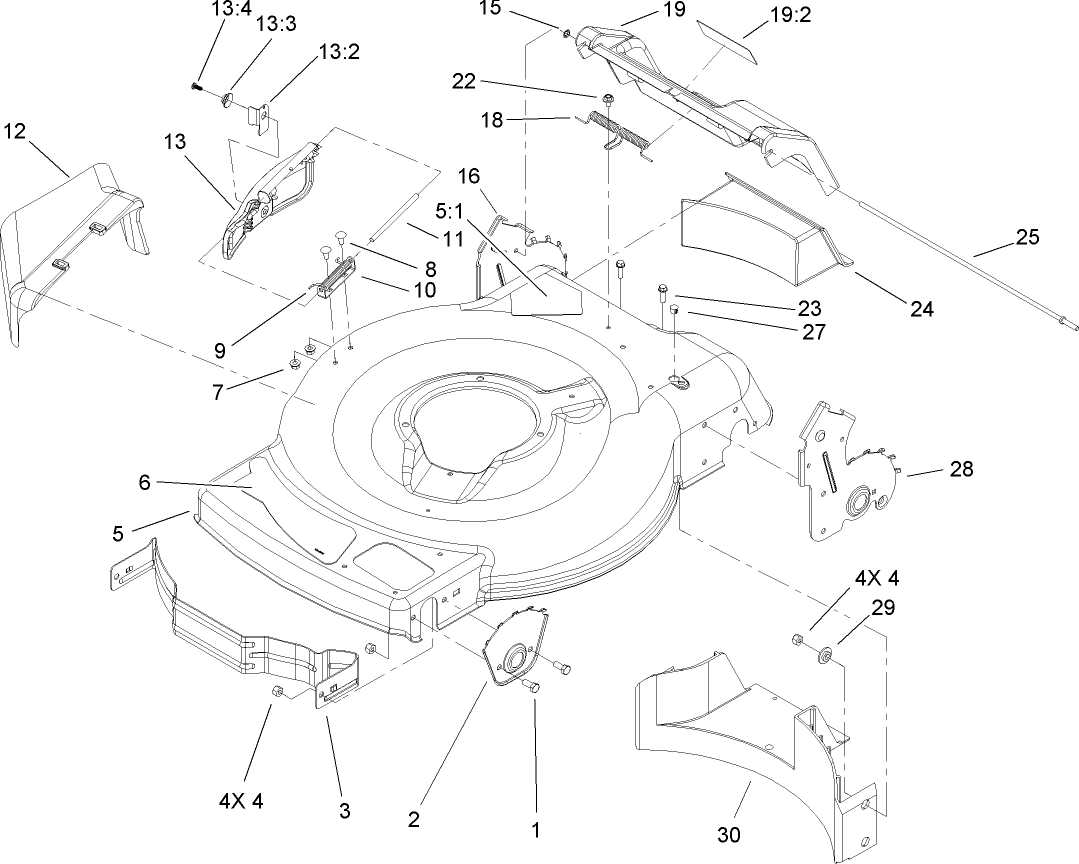 Deck, Side Chute and Rear Door Assembly