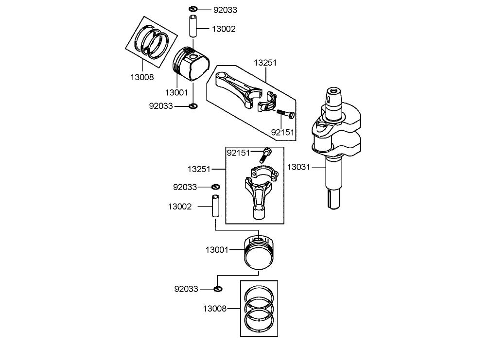 Piston and Crankshaft Assembly  Kawasaki FH580V-BS06