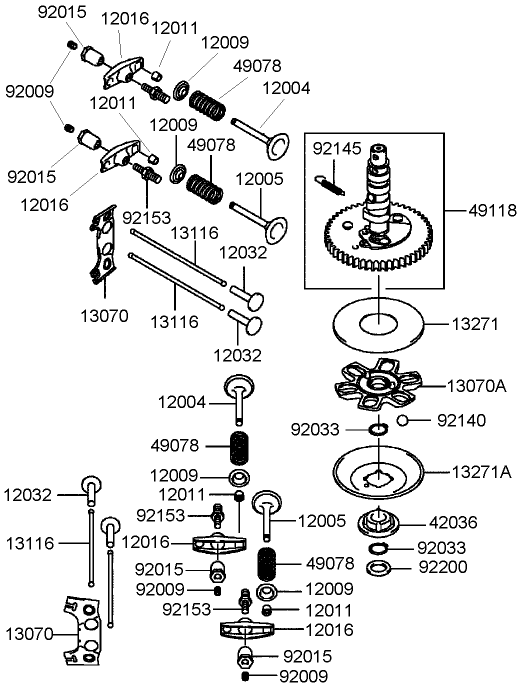 Valve and Camshaft Assembly  Kawasaki FH580V-AS14