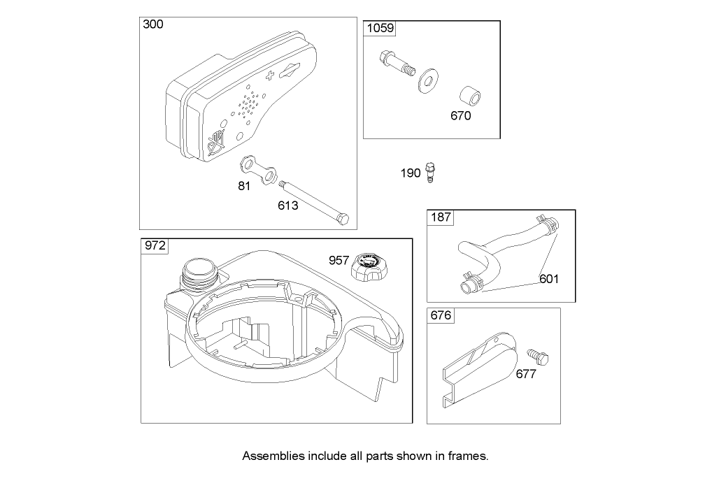 Muffler and Fuel Tank Assembly  Briggs and Stratton 122K05-0171-E1