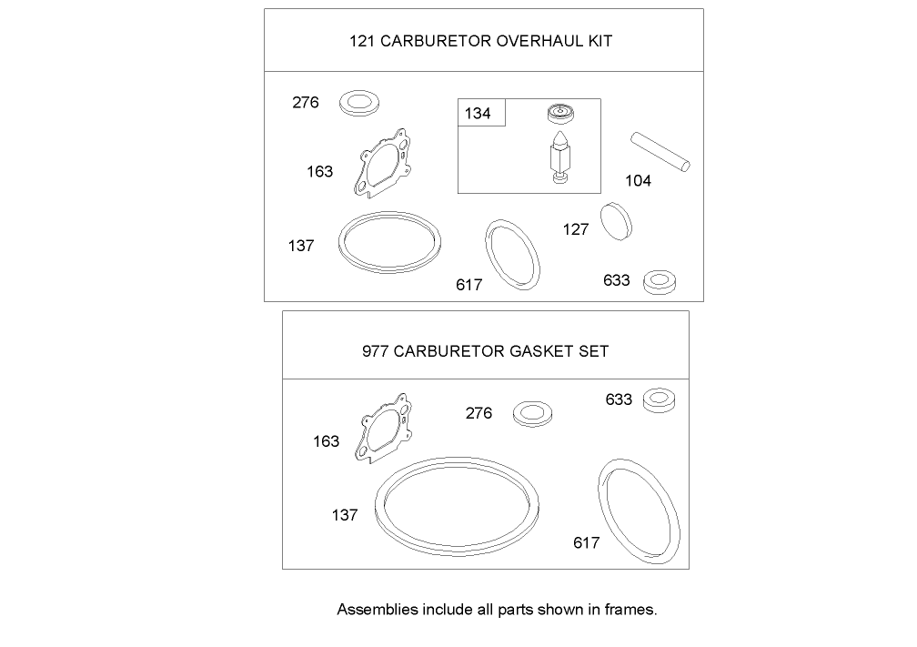 Carburetor Overhaul Kit Assembly  Briggs and Stratton 122K05-0171-E1
Carburetor Overhaul Kit Assembly