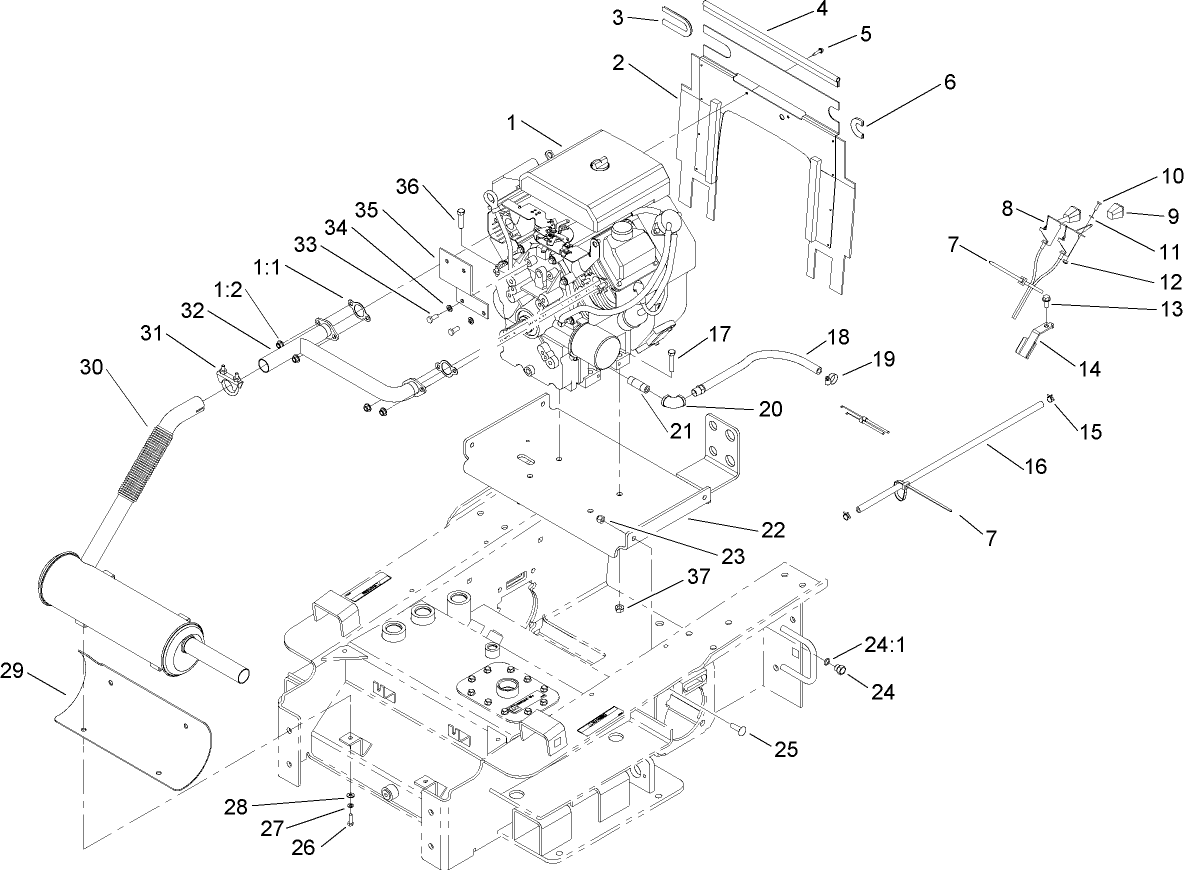 Engine and Mount Assembly