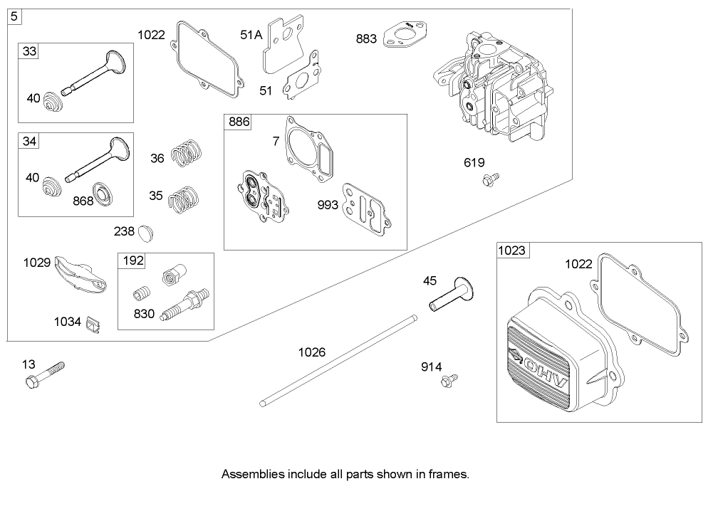 Cylinder Head Assembly  Briggs and Stratton 122607-0116-E1