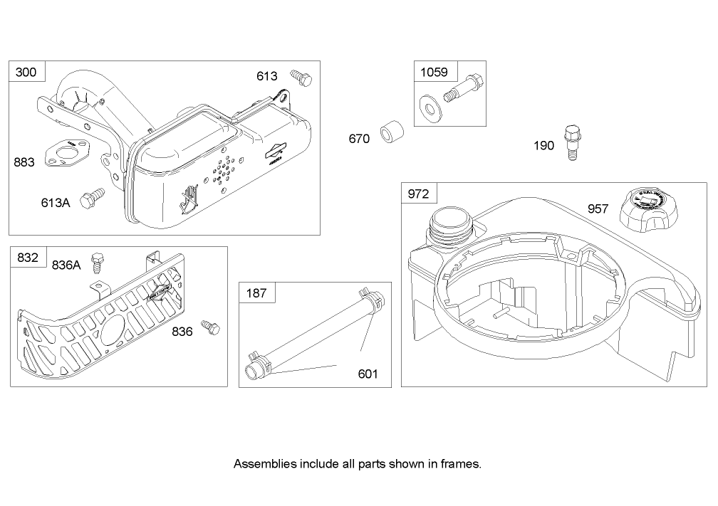 Muffler and Fuel Tank Assembly  Briggs and Stratton 122607-0116-E1