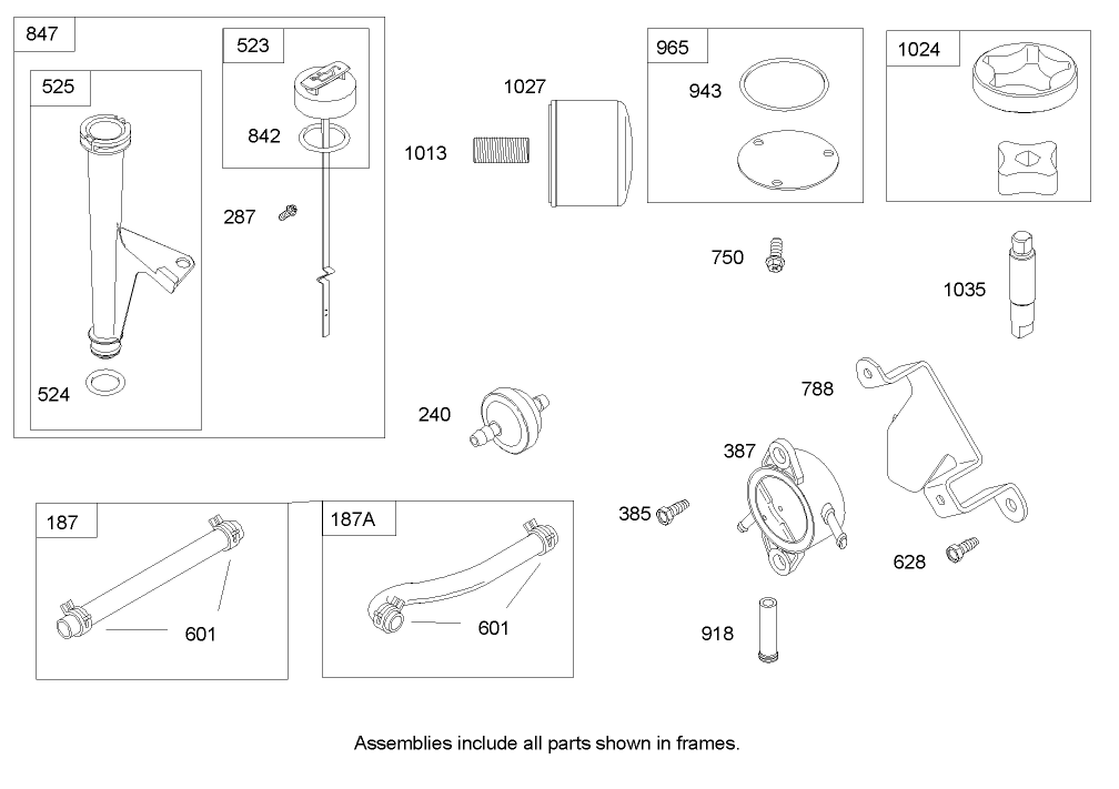 Oil Filter, Tube, and Pump Assembly  Briggs and Stratton 406777-0157-E1