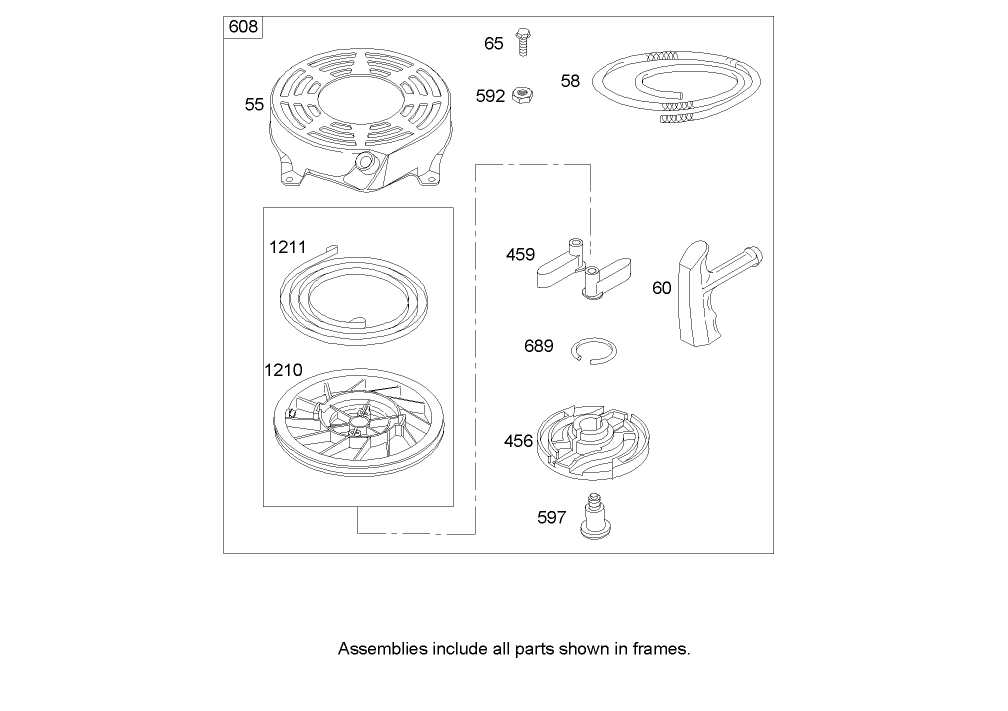 Recoil Starter Assembly  Briggs and Stratton 122K02-0172-E1