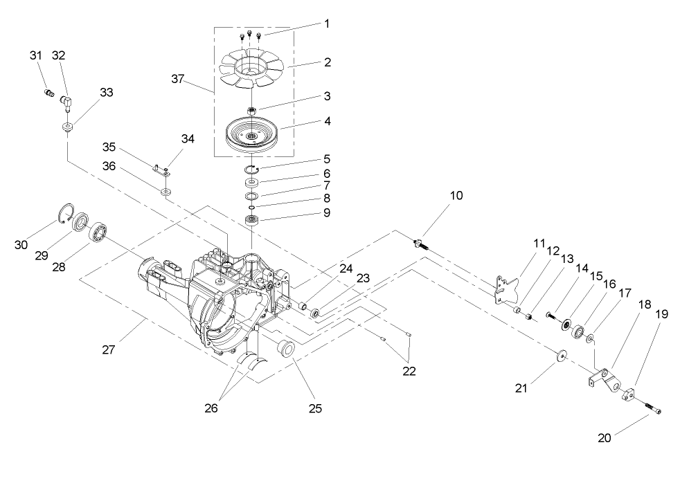 Housing and Fan Assembly  Transaxle Assembly No. 104-4310