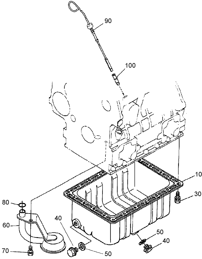 Dipstick and Oil Pan Assembly