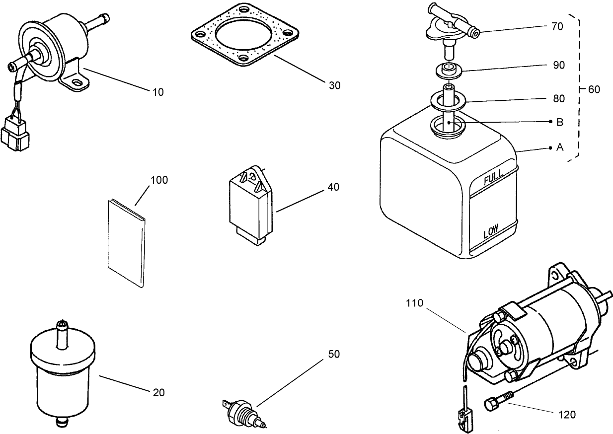 Starter, Overflow Bottle and Other Miscellaneous Part Assembly