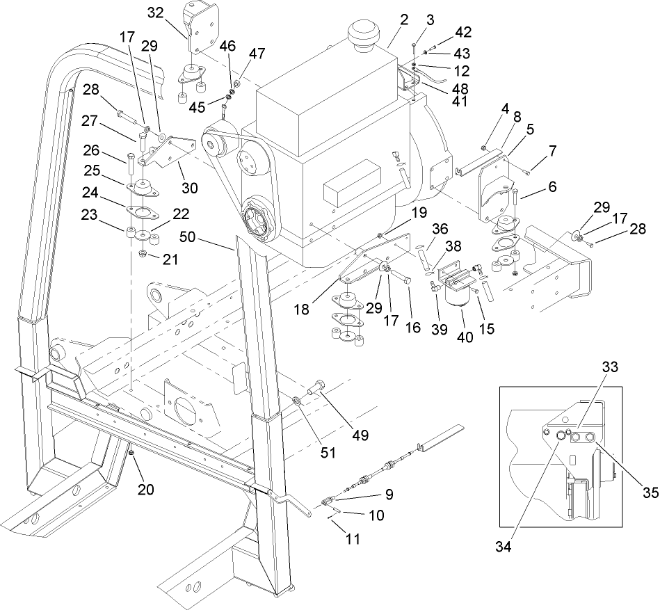 Engine and Mount Assembly