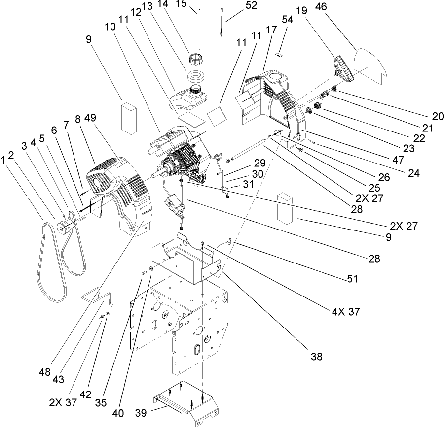 2 Cycle Engine and Frame Assembly