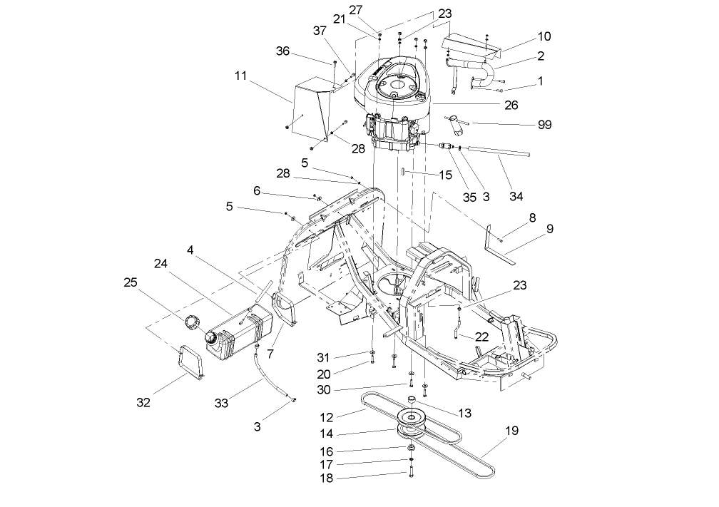 Engine and Fuel Tank Assembly