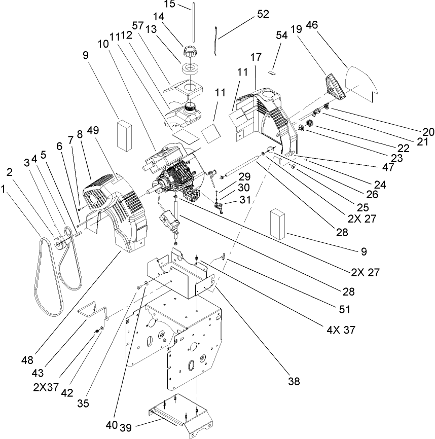 2 Cycle Engine and Frame Assembly