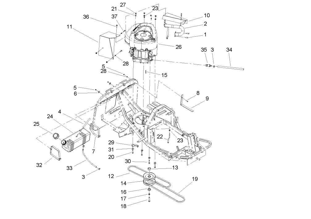 Engine and Fuel Tank Assembly