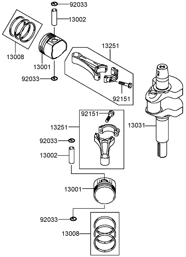 Piston and Crankshaft Assembly  Kawasaki FH541V-DS04