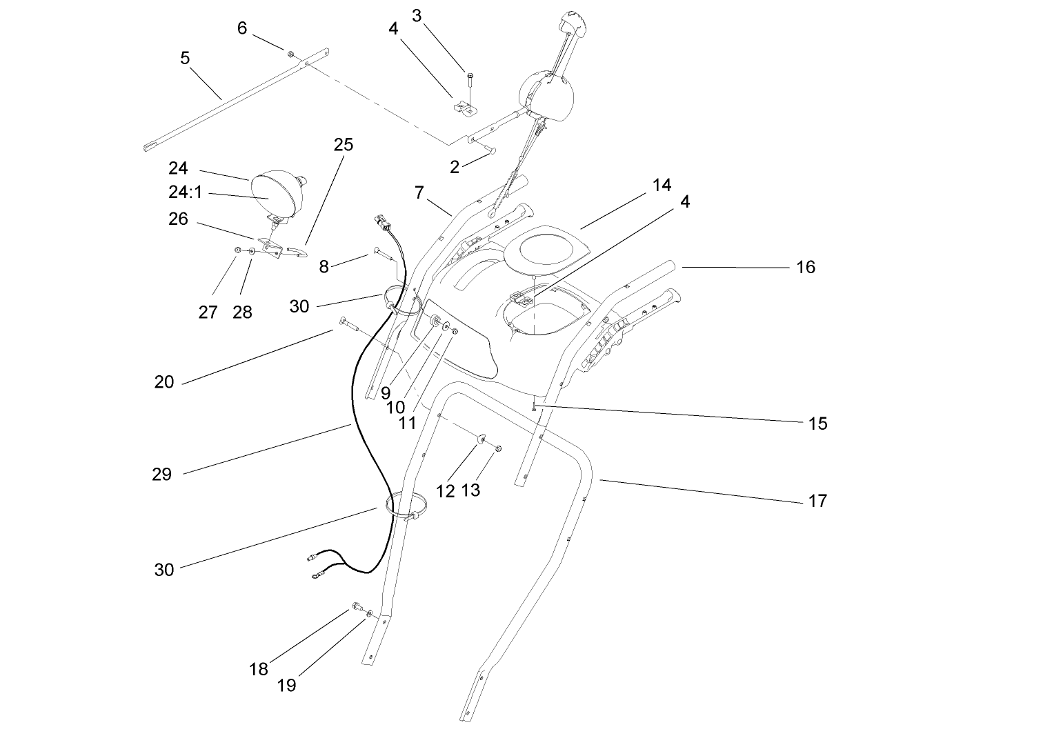Handle, Headlamp and Control Assembly