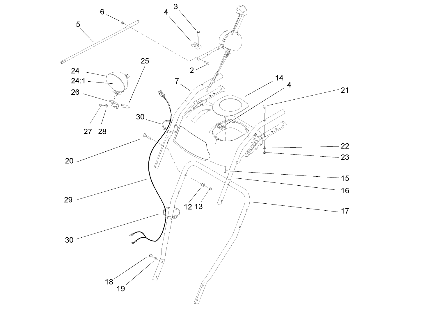 Handle, Headlamp and Control Assembly
