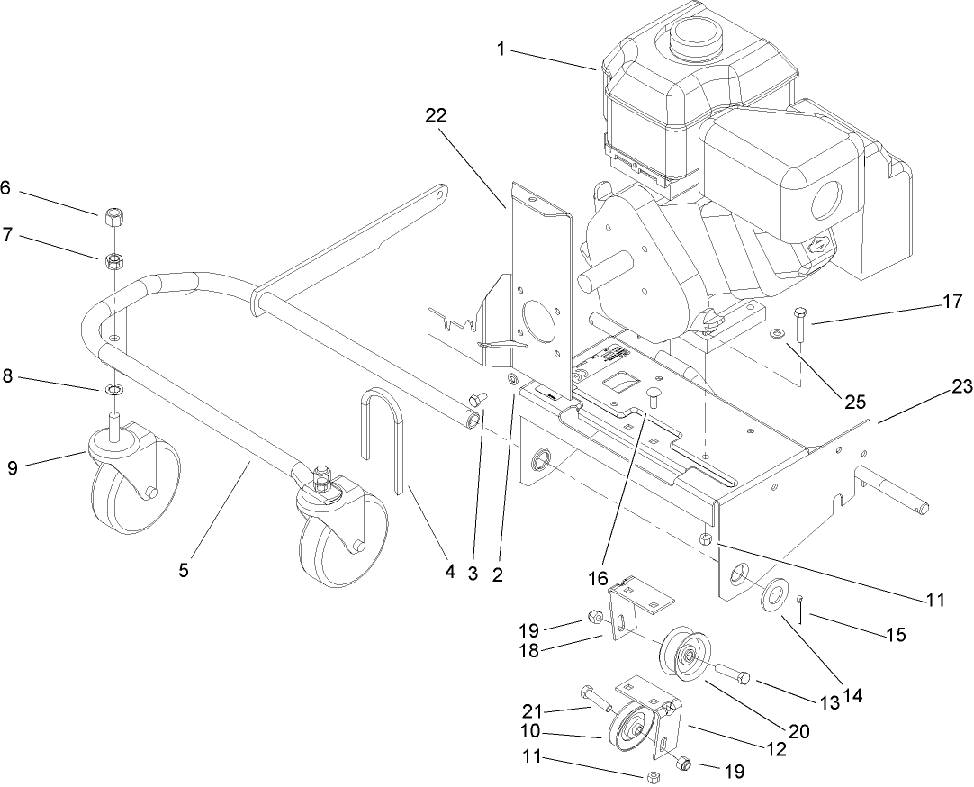 Engine and Front Wheel Assembly
