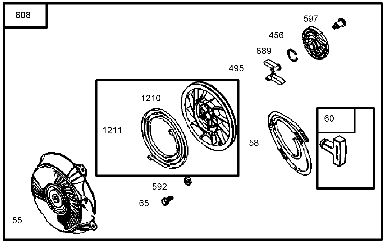 Starter Assembly  Engine Briggs and Stratton Model 126402-0245-E1